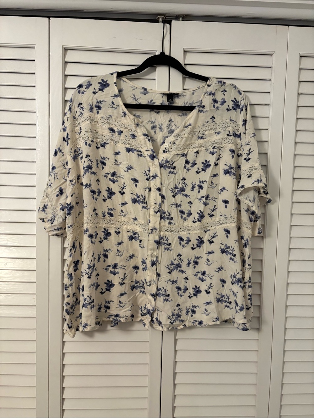 torrid Blouse with Blue Floral Print